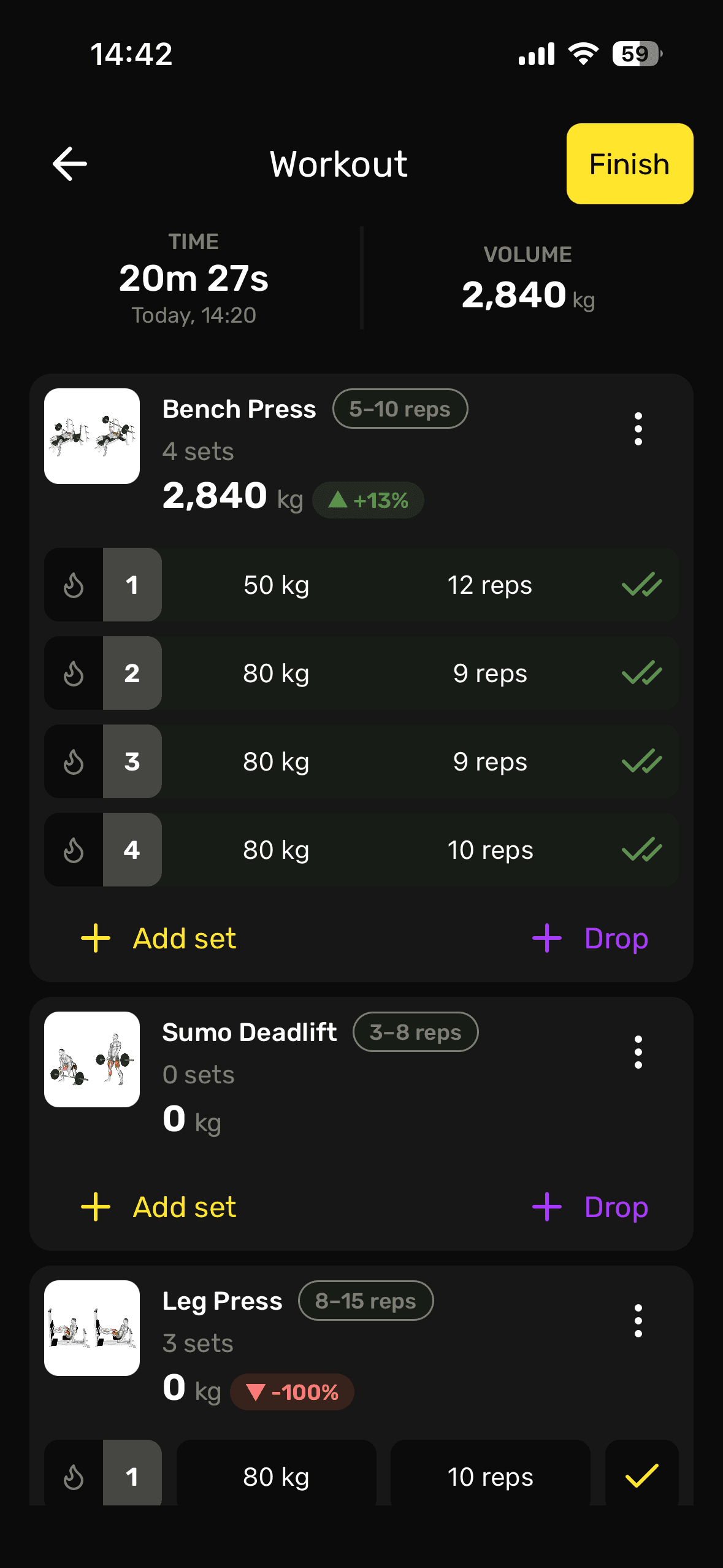 MuscleLab app workout screens